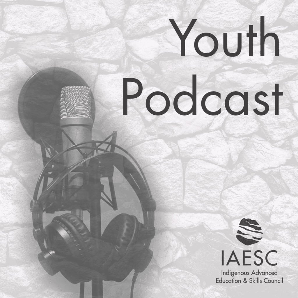 Poster for IAESC Youth Podcast. Microphone on a rock background.